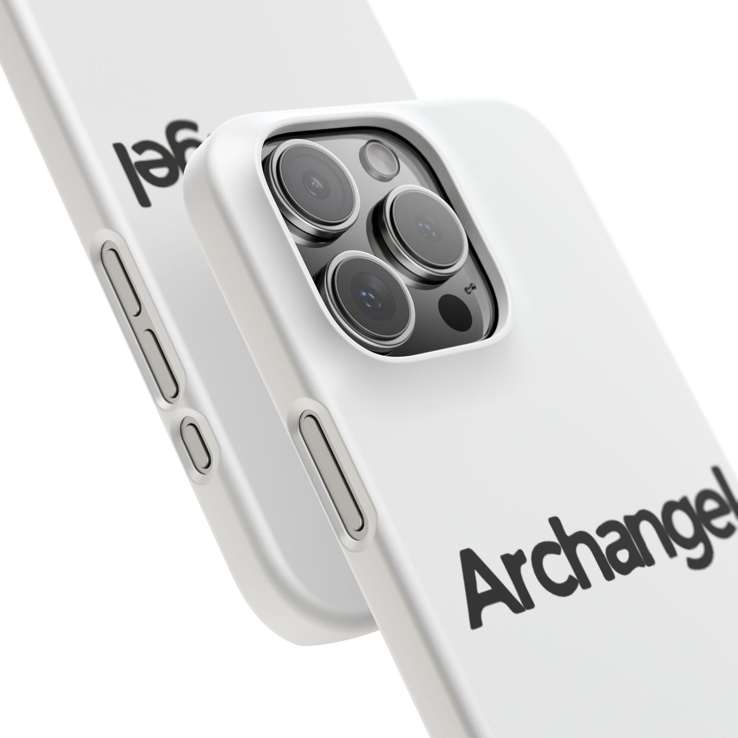 Archangel Snap Case — Minimalist White Phone Case with Bold Text