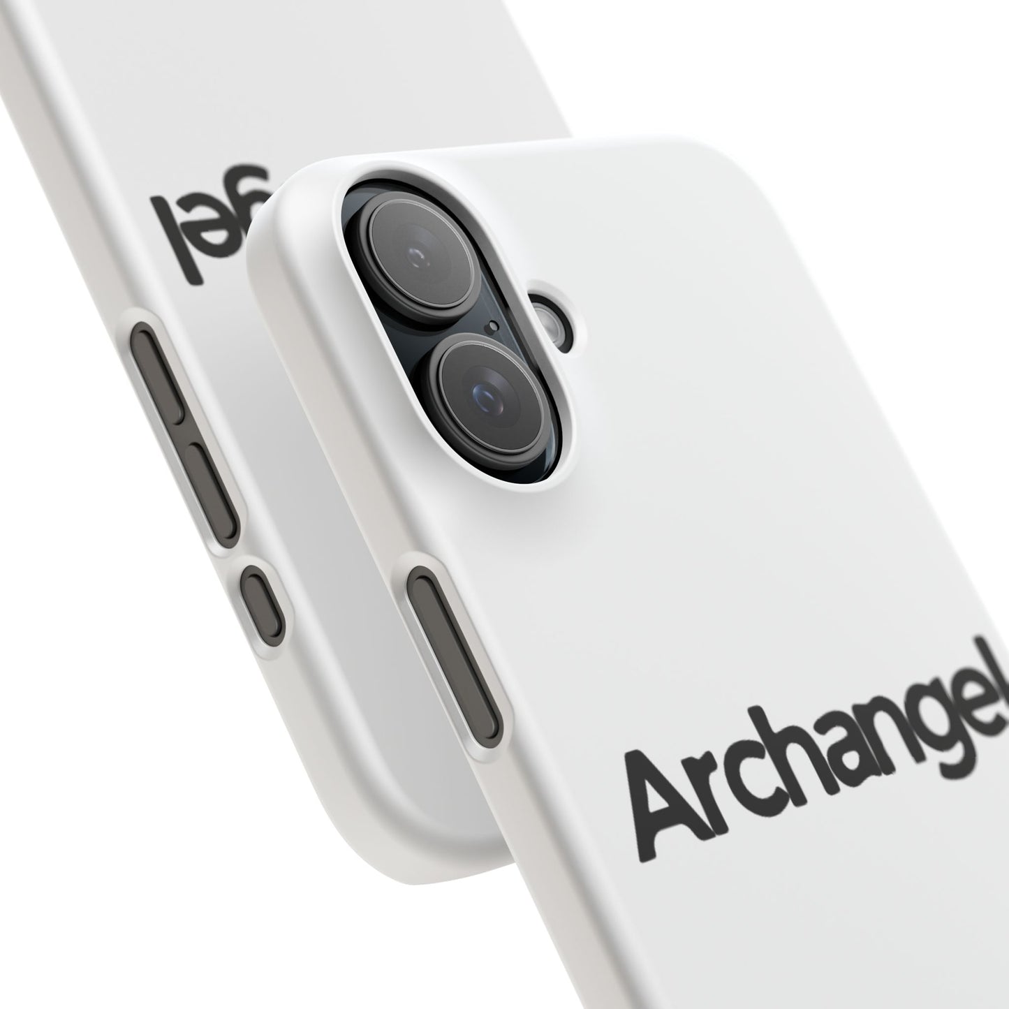 Archangel Snap Case — Minimalist White Phone Case with Bold Text