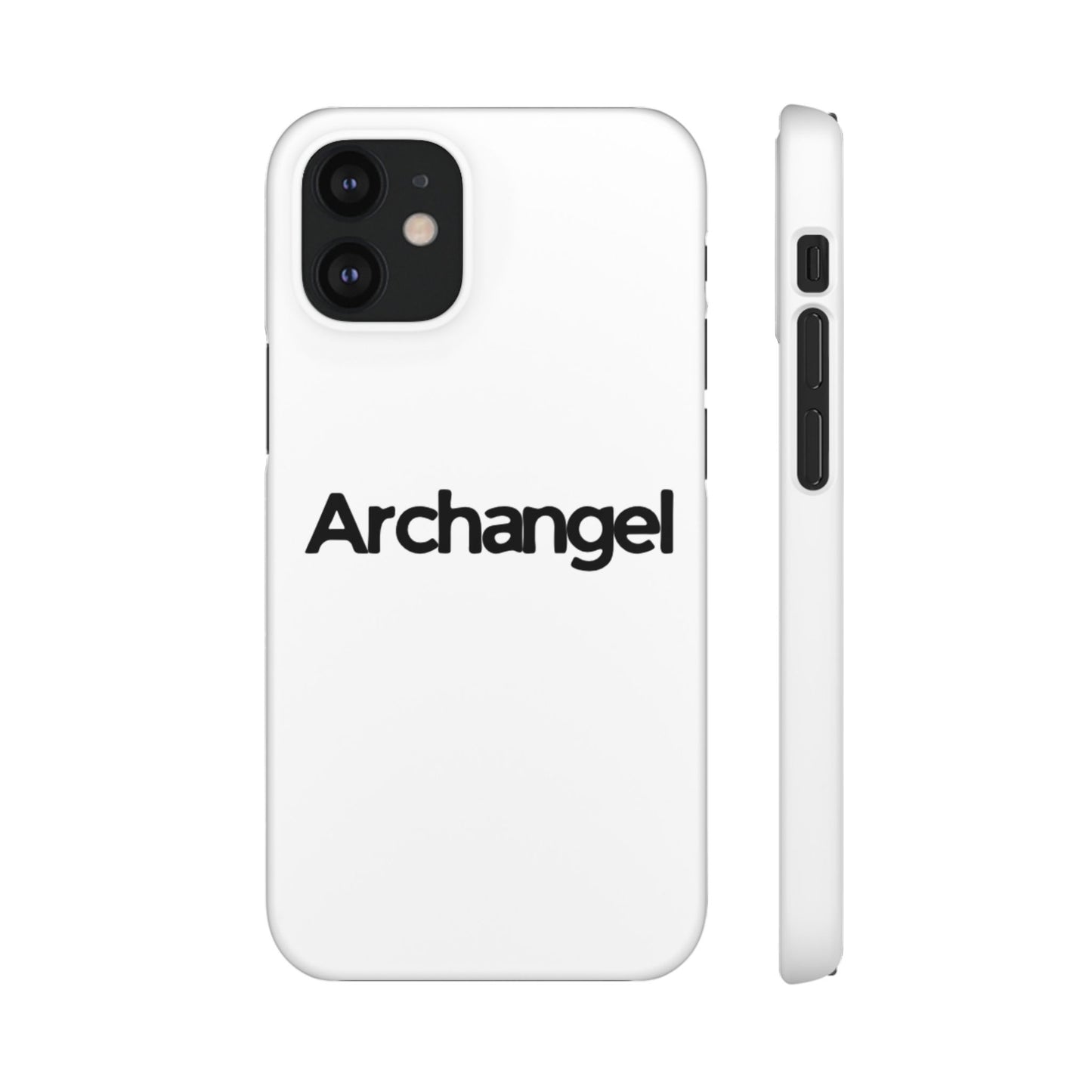 Archangel Snap Case — Minimalist White Phone Case with Bold Text