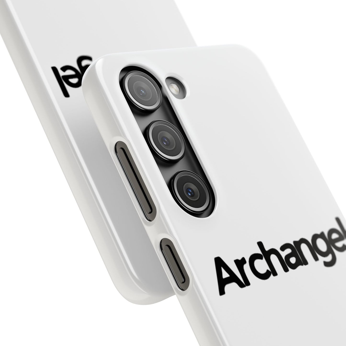 Archangel Snap Case — Minimalist White Phone Case with Bold Text