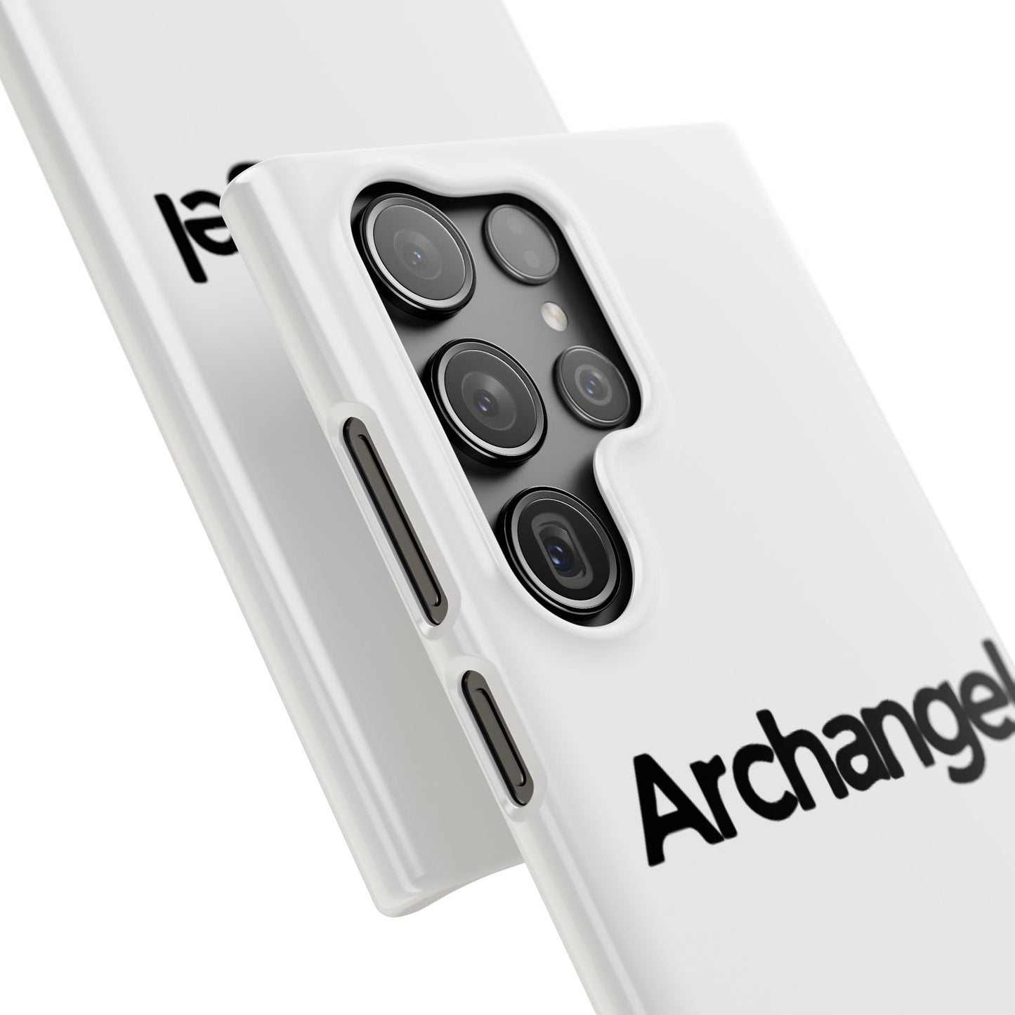 Archangel Snap Case — Minimalist White Phone Case with Bold Text