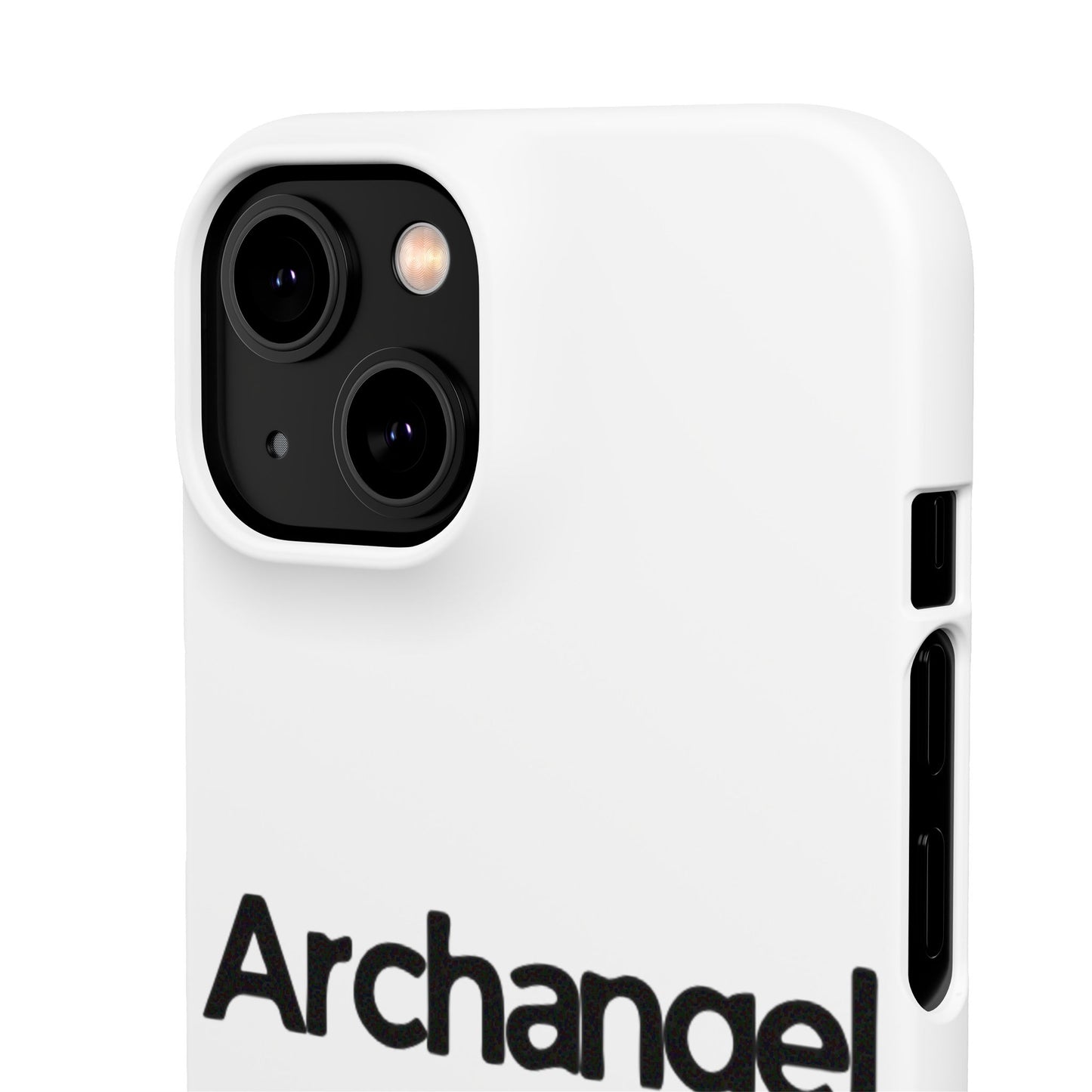 Archangel Snap Case — Minimalist White Phone Case with Bold Text