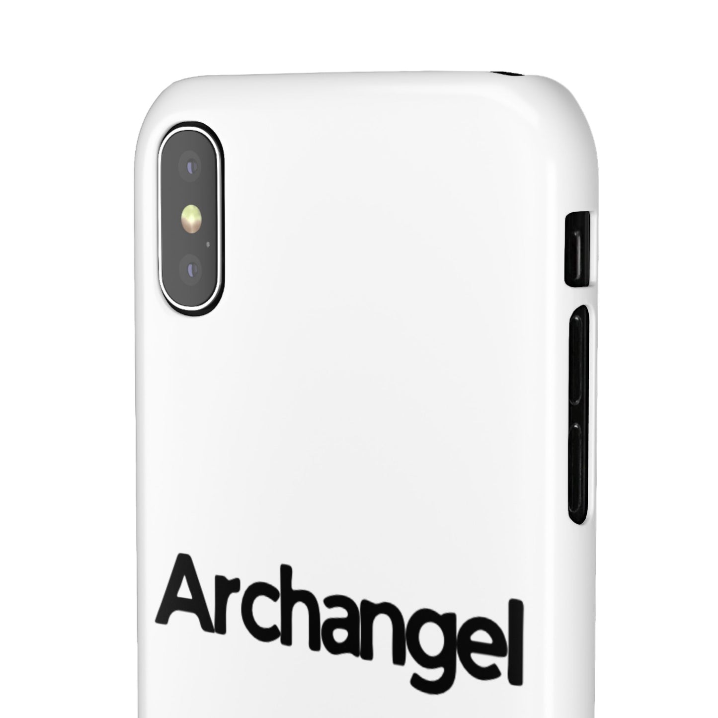 Archangel Snap Case — Minimalist White Phone Case with Bold Text