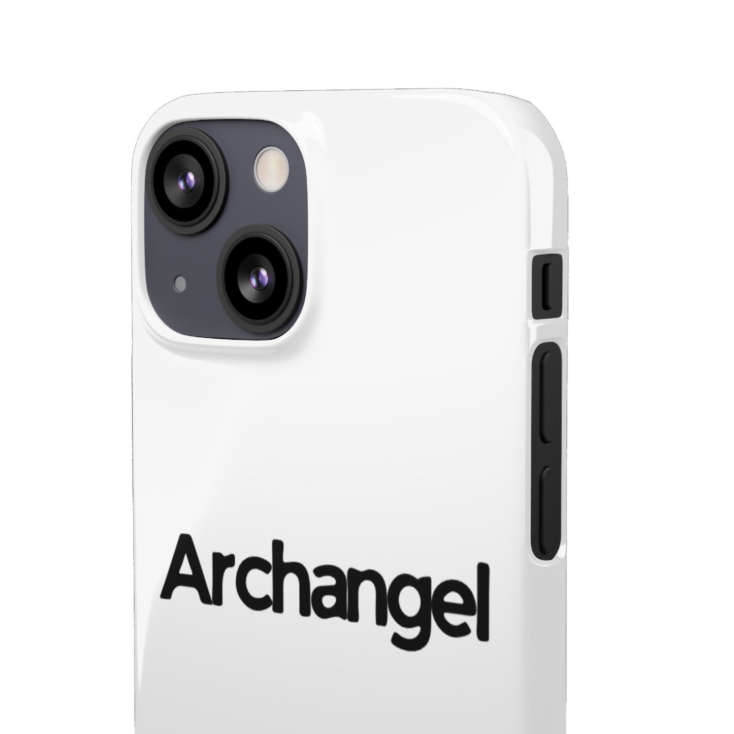 Archangel Snap Case — Minimalist White Phone Case with Bold Text