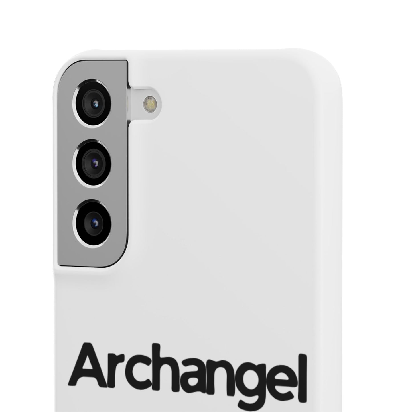 Archangel Snap Case — Minimalist White Phone Case with Bold Text