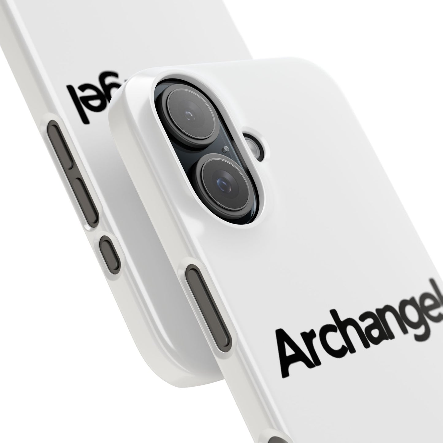 Archangel Snap Case — Minimalist White Phone Case with Bold Text