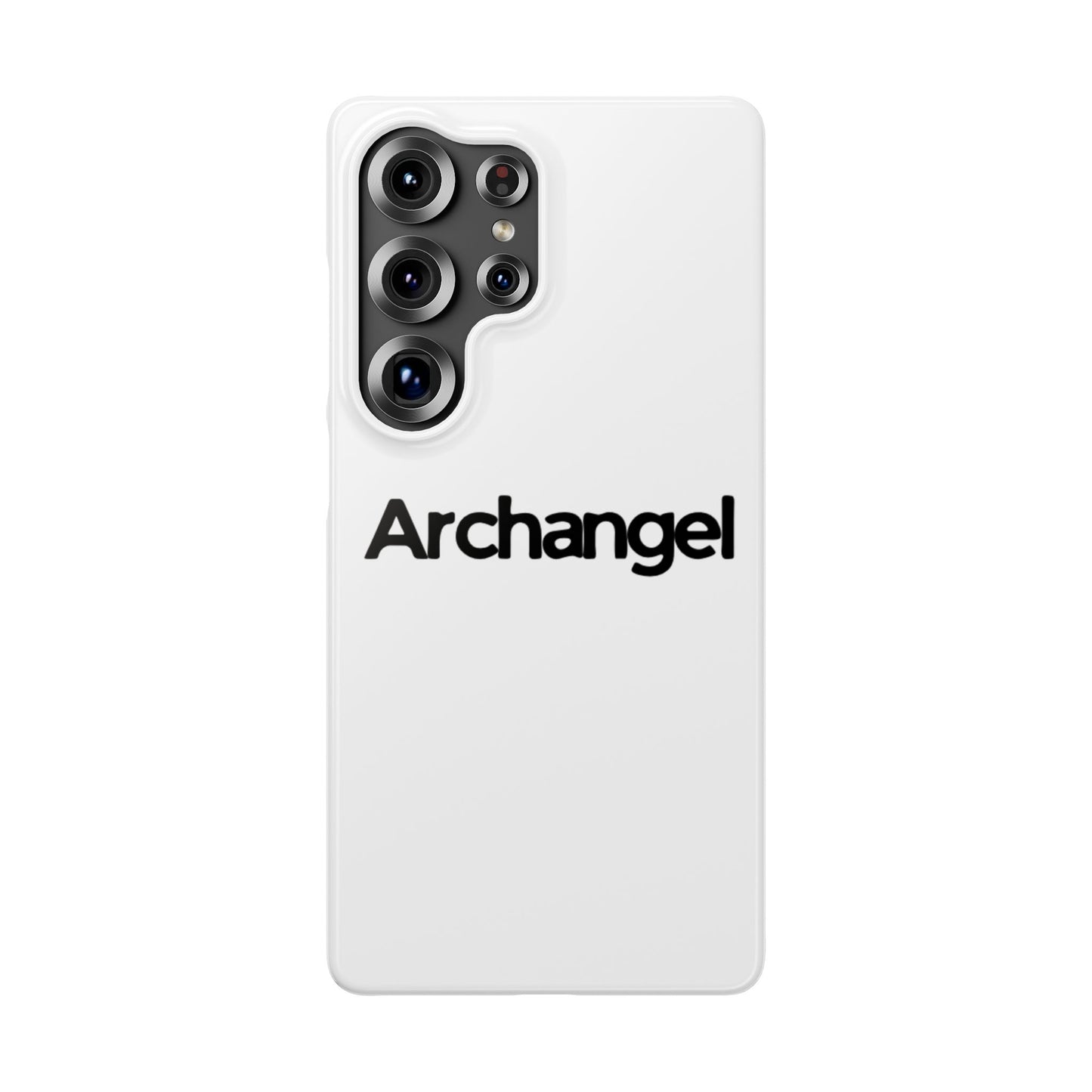 Archangel Snap Case — Minimalist White Phone Case with Bold Text
