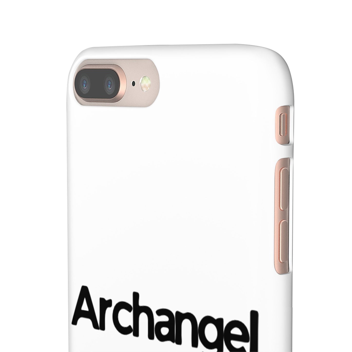 Archangel Snap Case — Minimalist White Phone Case with Bold Text
