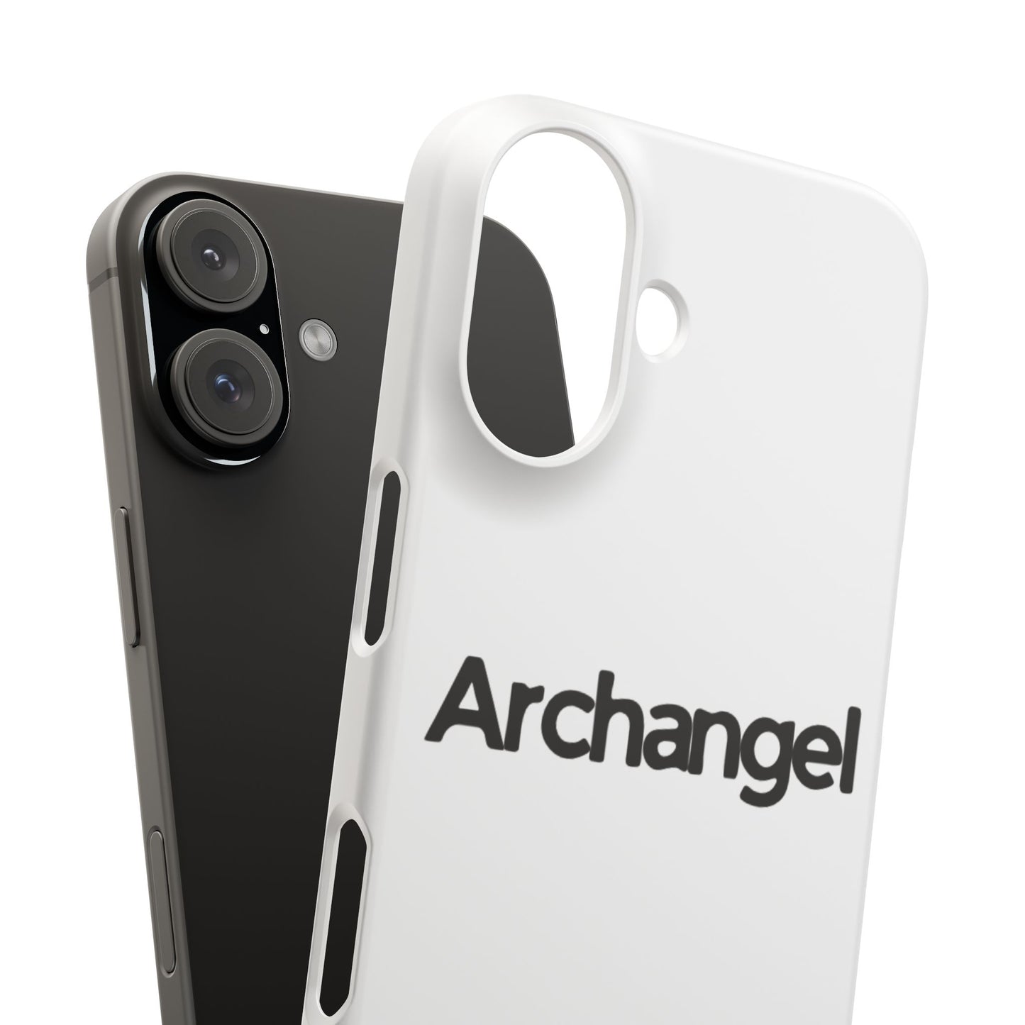 Archangel Snap Case — Minimalist White Phone Case with Bold Text