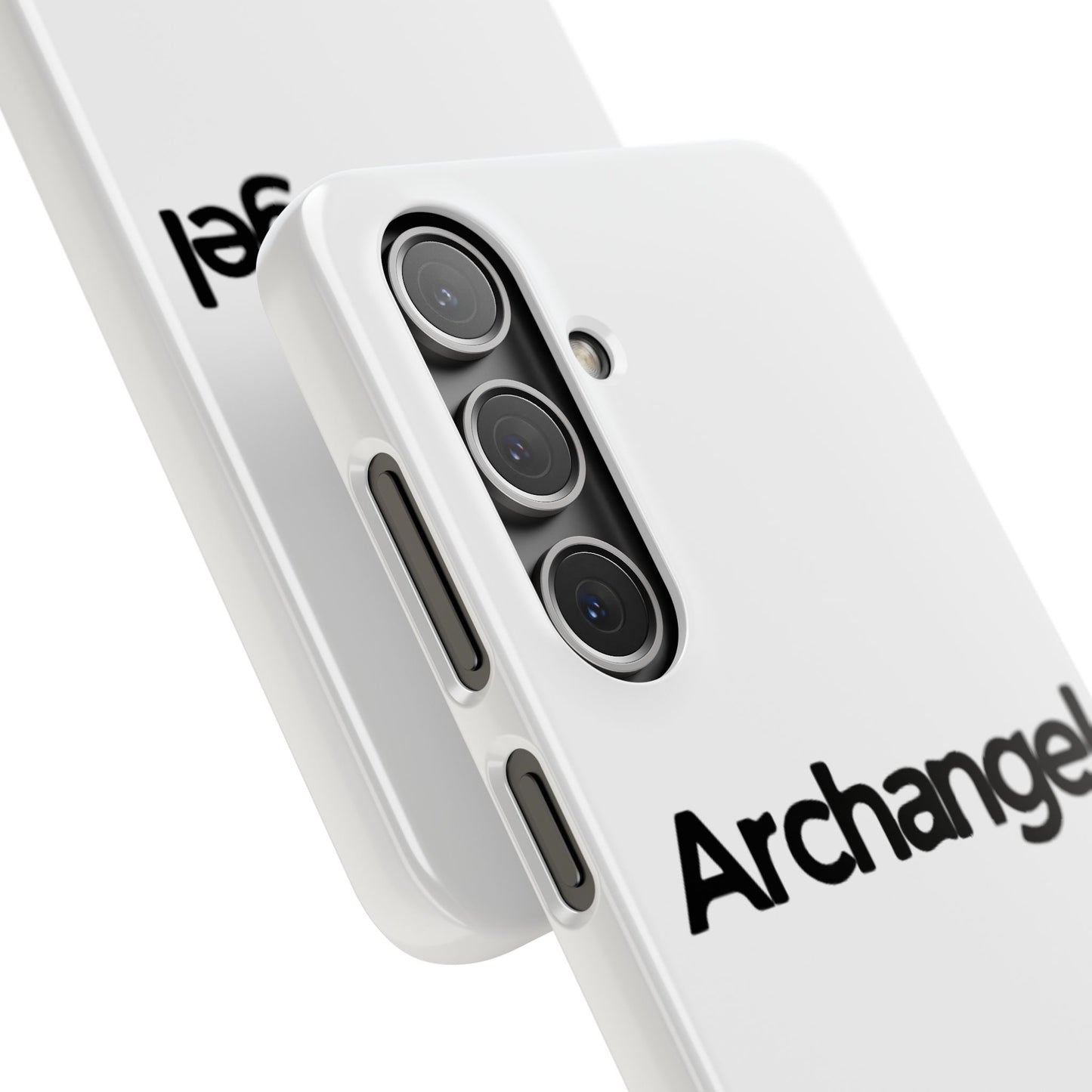 Archangel Snap Case — Minimalist White Phone Case with Bold Text