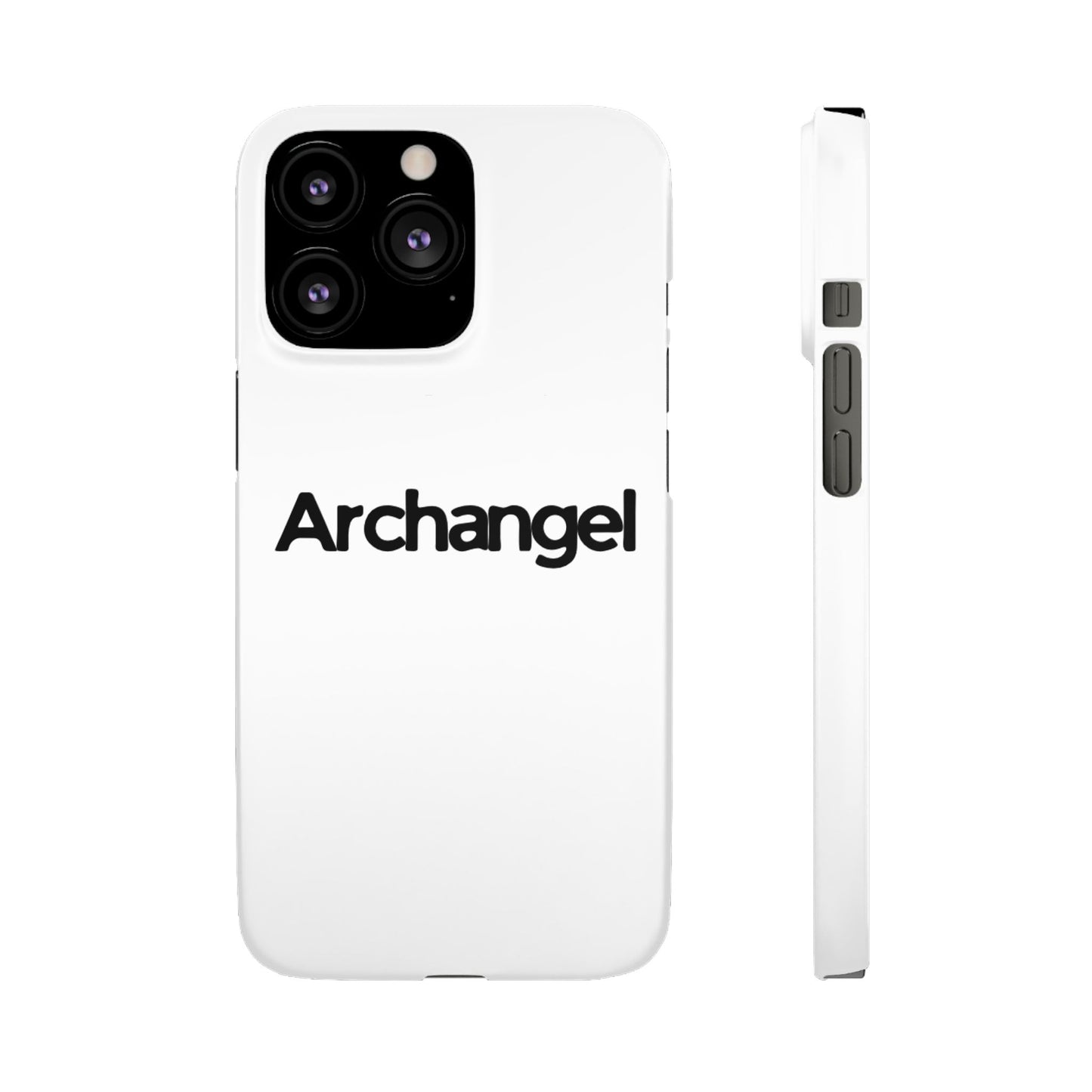 Archangel Snap Case — Minimalist White Phone Case with Bold Text